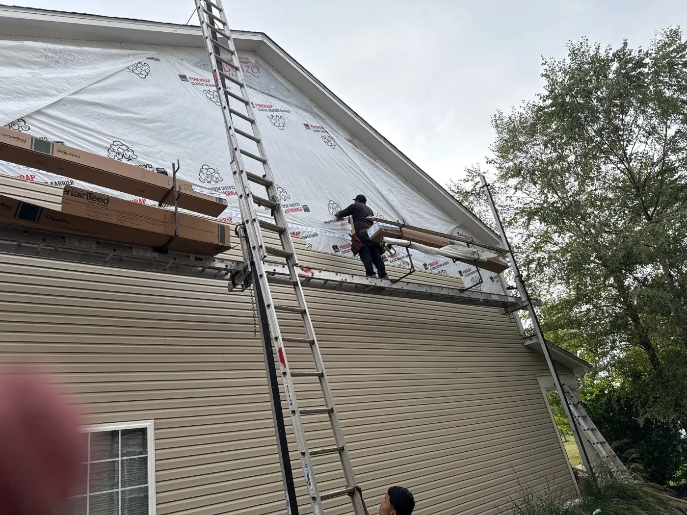 Trim and flashing detail on a Sand Creek Woods siding job